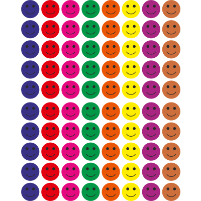 Set 144 stickere din hartie, fete zambitoare, multicolor, diametru 2 cm