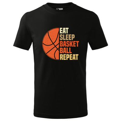 Tricou pentru barbati "EAT SLEEP BASKETBALL REPEAT", imprimeu pe fata, bumbac 100%, 160 grame