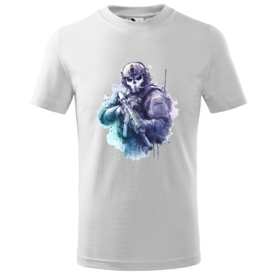 Tricou pentru copii Ghost Soldier, imprimeu multicolor, bumbac 100%, unisex