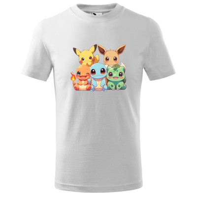 Tricou pentru copii Pokemon Team, imprimeu multicolor, bumbac 100%, unisex