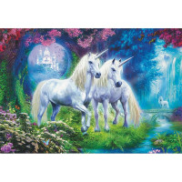 Puzzle Unicornii Fericiti, 500 piese, dimensiune 48 x 34 cm, recomandat copiilor peste 11 ani