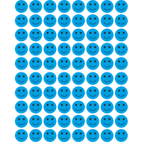 Set 144 stickere din hartie, fete zambitoare, albastru, diametru 2 cm