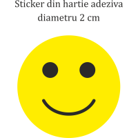 Set 144 stickere din hartie, fete zambitoare, galben, diametru 2 cm