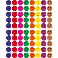 Set 144 stickere din hartie, fete zambitoare, multicolor, diametru 2 cm