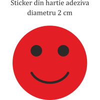 Set 144 stickere din hartie, fete zambitoare, rosu, diametru 2 cm