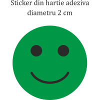 Set 144 stickere din hartie, fete zambitoare, verde, diametru 2 cm