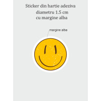 Set 180 stickere din hartie, Emoticoane Emojy fete zambitoare cu margine alba, multicolor, diametru 1.5 cm