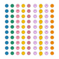 Set 180 stickere din hartie, Emoticoane Emojy fete zambitoare cu margine alba, multicolor, diametru 1.5 cm