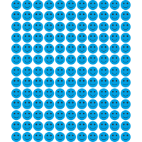Set 286 stickere din hartie, fete zambitoare, albastru, diametru 1.5 cm