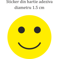 Set 286 stickere din hartie, fete zambitoare, galben, diametru 1.5 cm