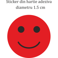 Set 286 stickere din hartie, fete zambitoare, rosu, diametru 1.5 cm