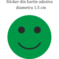 Set 286 stickere din hartie, fete zambitoare, verde, diametru 1.5 cm