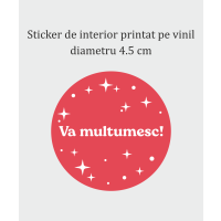 Set 32 stickere de interior printate pe vinil, "Va multumesc", 4 culori, diametru 4.5 cm