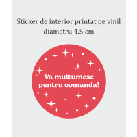 Set 32 stickere de interior printate pe vinil, "Va multumesc pentru comanda", 4 culori, diametru 4.5 cm