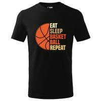 Tricou pentru barbati "EAT SLEEP BASKETBALL REPEAT", imprimeu pe fata, bumbac 100%, 160 grame