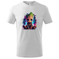 Tricou pentru copii Baby Groot, imprimeu multicolor, bumbac 100%, unisex, model 2 , alb