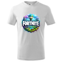 Tricou pentru copii Fortnite, imprimeu multicolor, bumbac 100%, unisex, model 2 , alb