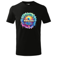 Tricou pentru copii Roblox, imprimeu multicolor, bumbac 100%, unisex , negru