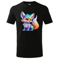Tricou pentru copii Vulpea multicolora, imprimeu multicolor, bumbac 100%, unisex