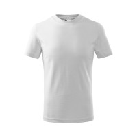 Tricou simplu pentru copii Basic, bumbac 100%, 160 grame, finisaj cu silicon , alb